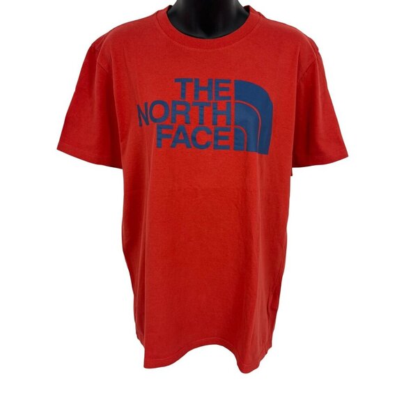 The North Face Mens Red Short Sleeve Tee Shirt Size Small S Logo Crew Neck EUC - Picture 1 of 8